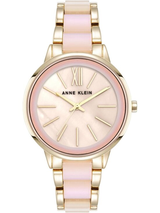Anne Klein Women\'s Pink Gold Analog Quartz Fashion Resin Bracelet Luxury Watch